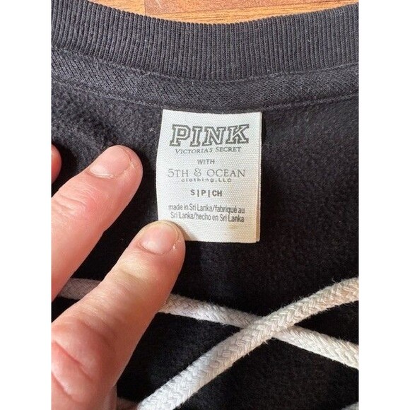 We Are Marshall‎ Victorias Secret Black Long Sleeve Lace Up V Neck Sweatshirt - Picture 4 of 6